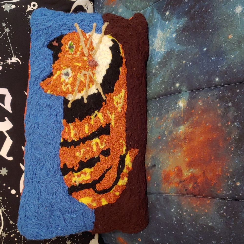 Homemade Calico Cat Accent Pillow